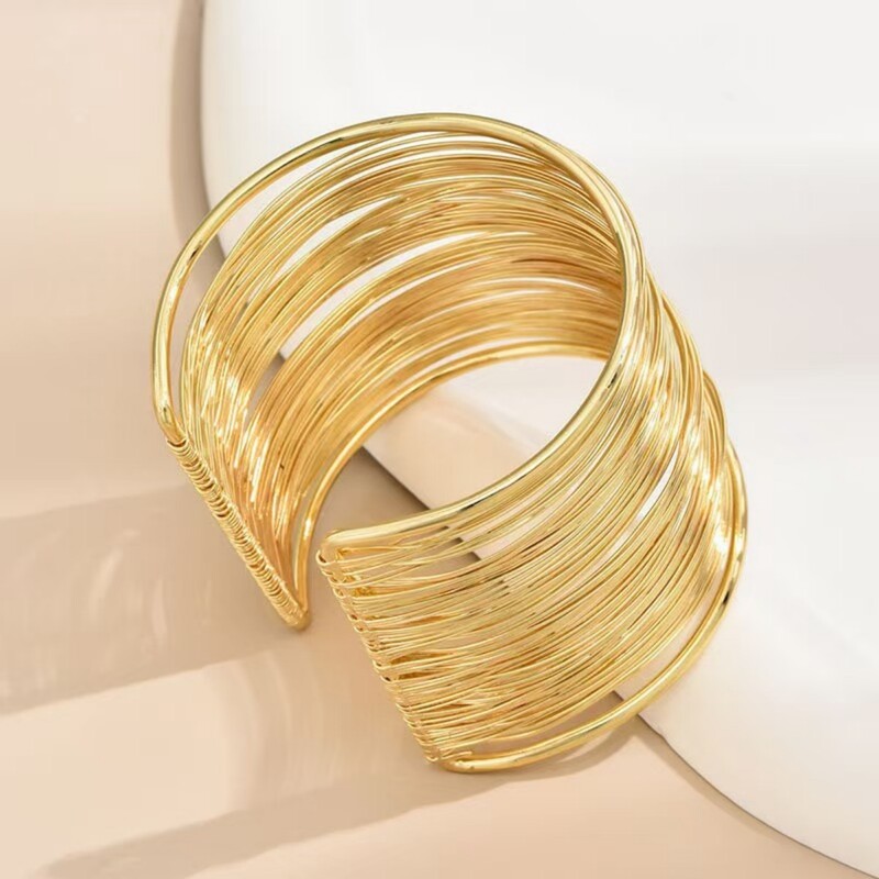 Kreativna metalna žičana narukvica u zlatnoj boji za žene, muškarce, otvorenih usta, isprepletena narukvica, modni nakit, darovi