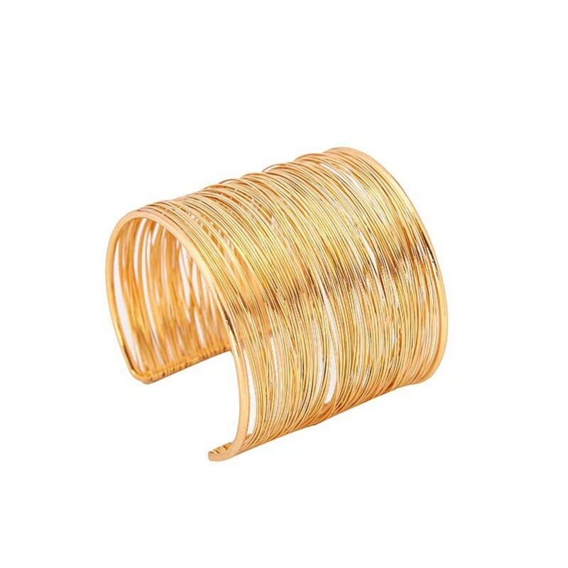 Kreativna metalna žičana narukvica u zlatnoj boji za žene, muškarce, otvorenih usta, isprepletena narukvica, modni nakit, darovi