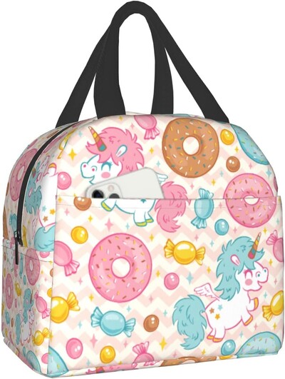 Сладки котки Изолирана чанта за обяд за жени Сладки котенца Кутия за обяд Бяло оранжево Сиво Котки Многократна хладилна чанта 8x5x8,5 инча