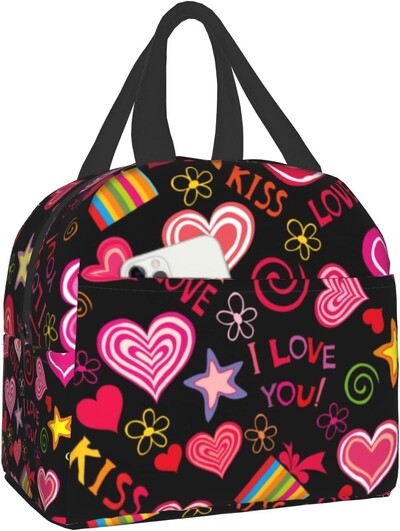 Сладки котки Изолирана чанта за обяд за жени Сладки котенца Кутия за обяд Бяло оранжево Сиво Котки Многократна хладилна чанта 8x5x8,5 инча