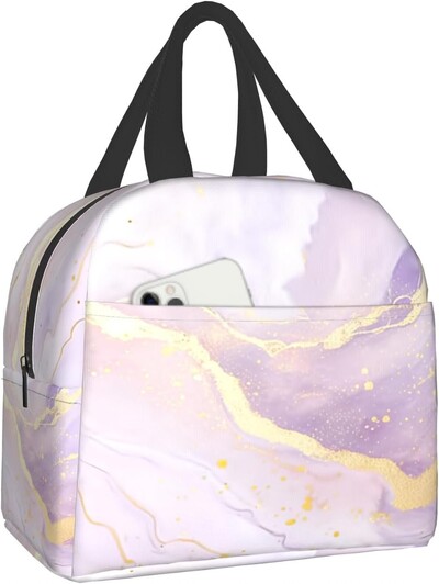 Сладки котки Изолирана чанта за обяд за жени Сладки котенца Кутия за обяд Бяло оранжево Сиво Котки Многократна хладилна чанта 8x5x8,5 инча