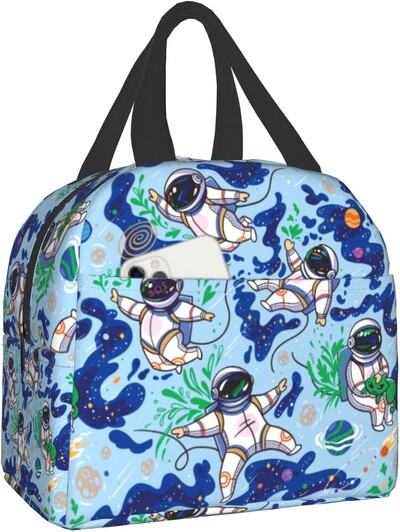 Сладки котки Изолирана чанта за обяд за жени Сладки котенца Кутия за обяд Бяло оранжево Сиво Котки Многократна хладилна чанта 8x5x8,5 инча