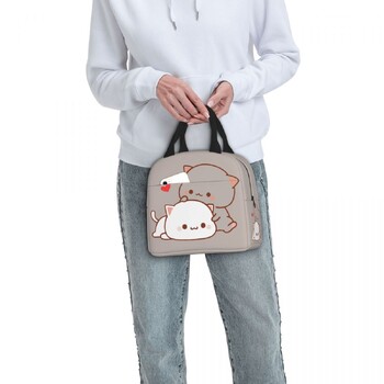 Kawaii Peach And Goma Cartoon Insolated Lunch Bag Cooler Bag Δοχείο γεύματος Mocha Mochi Peach Cat Portable Tote Lunch Box