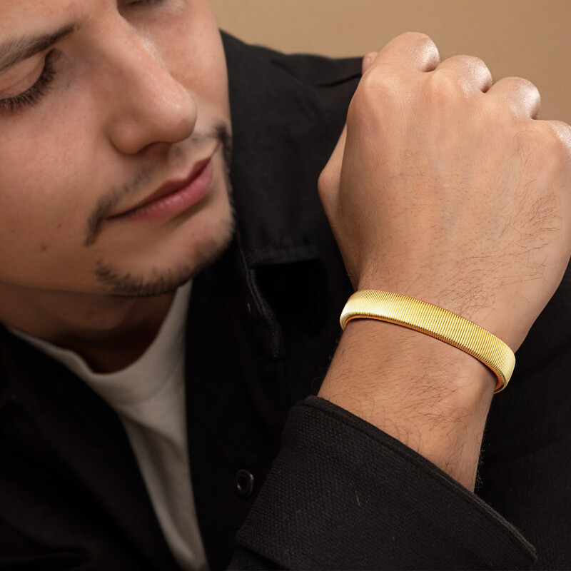 Еластични гривни от неръждаема стомана за мъже, момчета, 19,5 см метални гривни, ежедневни ежедневни минималистични подаръци за бижута