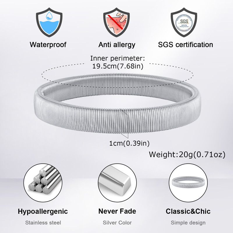 Еластични гривни от неръждаема стомана за мъже, момчета, 19,5 см метални гривни, ежедневни ежедневни минималистични подаръци за бижута