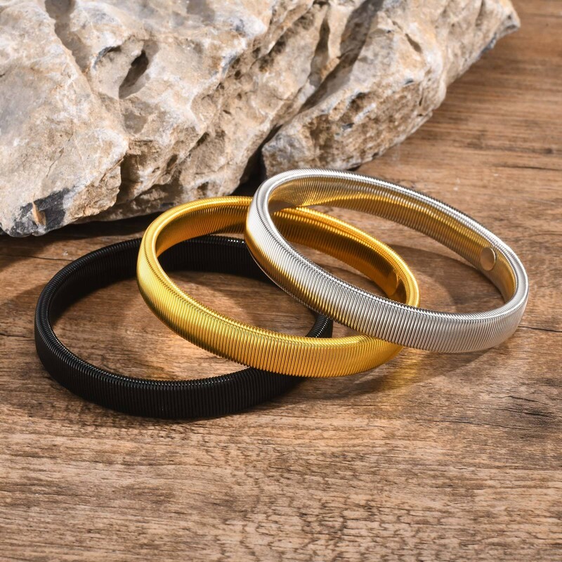 Еластични гривни от неръждаема стомана за мъже, момчета, 19,5 см метални гривни, ежедневни ежедневни минималистични подаръци за бижута