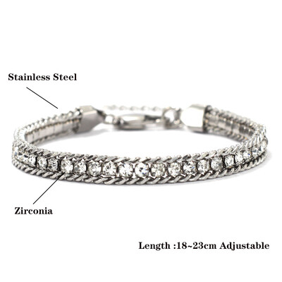 Brățară hiphop din oțel inoxidabil pentru bărbați, lucrată manual, de lux, din zirconiu, cu lanț de tenis, brățară, accesorii cadou pentru ziua tatălui.