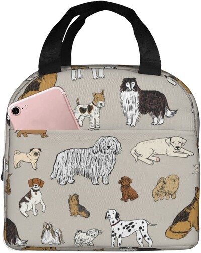 Lõunakott isoleeritud armsad koerad multifilmid loomad lõunasöögikarp Korduvkasutatav lõunakott koolitööks kolledži välireiside piknik