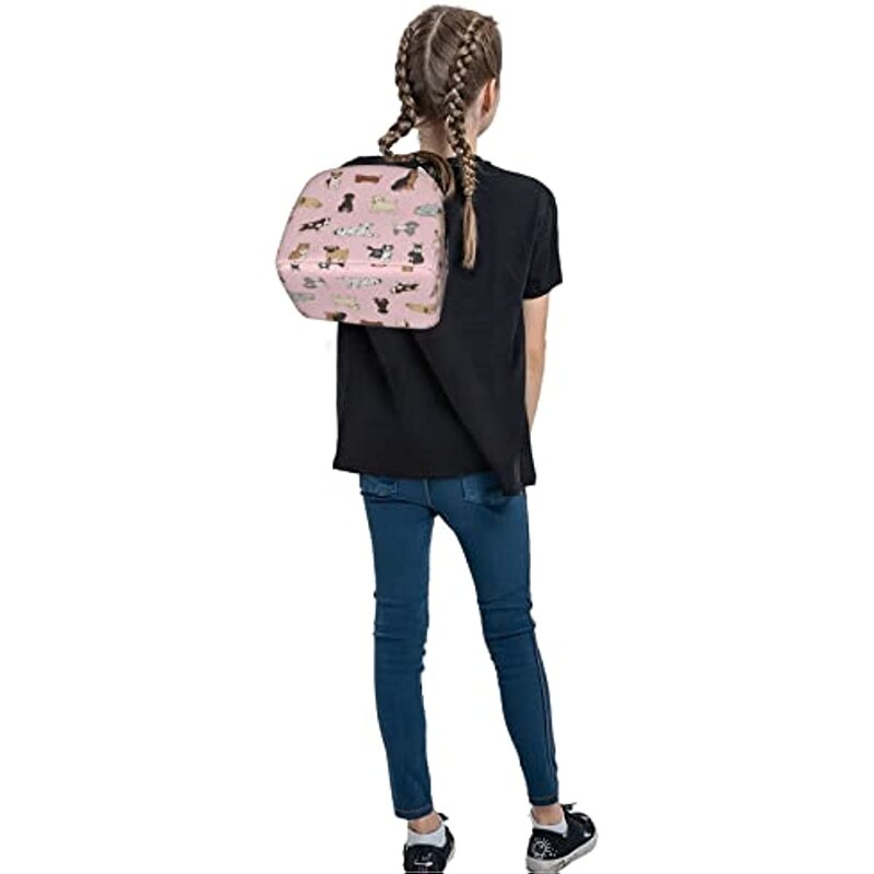 Lõunakott isoleeritud armsad koerad multifilmid loomad lõunasöögikarp Korduvkasutatav lõunakott koolitööks kolledži välireiside piknik