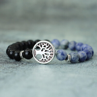 Jauna modes dzīves koka rokassprādze vīriešiem divkrāsu dabiskā tīģera acīm Obsidiāna akmens rokassprādze Lucky Red Howlite Charm rokassprādze Pulsera