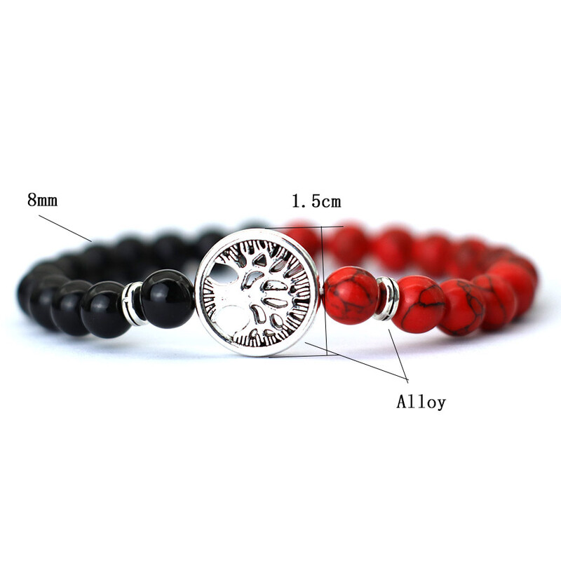Jauna modes dzīves koka rokassprādze vīriešiem divkrāsu dabiskā tīģera acīm Obsidiāna akmens rokassprādze Lucky Red Howlite Charm rokassprādze Pulsera