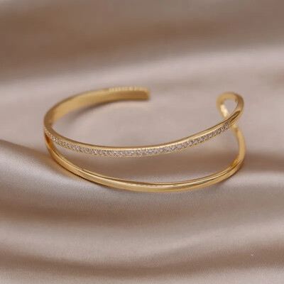 2024. Francuski modni nakit novog dizajna dvobojno obloženo cirkonsko slovo X narukvica s otvaranjem elegantni ženski svakodnevni radni pribor