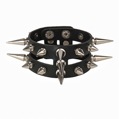 Jaunas Black Punk Spike Kniedes Rokassprādzes Sievietēm Stud Rokassprādze PU Ādas Šarms Aproce Rokassprādzes Aproces Aproces Rotaslietas Ballīte Dāvana