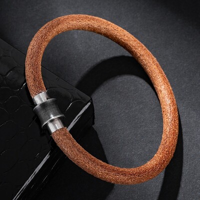 MKENDN Jednostavan stil Muškarci Žene Primarna boja Narukvica od kravlje kože Retro Nehrđajući čelik Magnet Kopča Dodaci Ručno izrađeni darovi