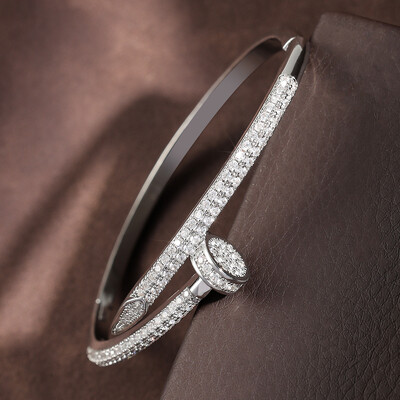 RAKOL Trendovske cirkonijeve narukvice za nokte za žene Geometrijske višeslojne križne narukvice Kreativna zabava Dnevni nakit