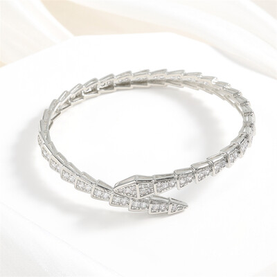 RAKOL Trendovske cirkonijeve narukvice za nokte za žene Geometrijske višeslojne križne narukvice Kreativna zabava Dnevni nakit