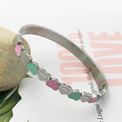 Нови гривни с маншет с талисман на сърце за момичета, злато от неръждаема стомана, 7 мм ширина, луксозна гривна за китка Сватбени жени обичат бижута