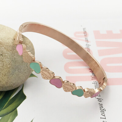 Нови гривни с маншет с талисман на сърце за момичета, злато от неръждаема стомана, 7 мм ширина, луксозна гривна за китка Сватбени жени обичат бижута