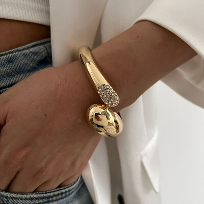 Punk Hip Hop Manșetă cu picături de apă Brățări late Vintage auriu culoare argintie Brățări geometrice de primăvară Brățări pentru femei Bijuterii