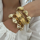 Pretjerane vintage geometrijske nepravilne manšete široke narukvice za žene punk zlatno srebrne boje perle narukvica nakit darovi