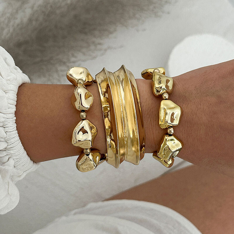 Pretjerane vintage geometrijske nepravilne manšete široke narukvice za žene punk zlatno srebrne boje perle narukvica nakit darovi