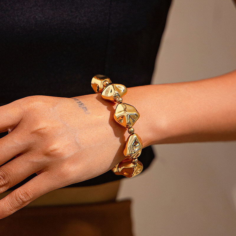 Pretjerane vintage geometrijske nepravilne manšete široke narukvice za žene punk zlatno srebrne boje perle narukvica nakit darovi