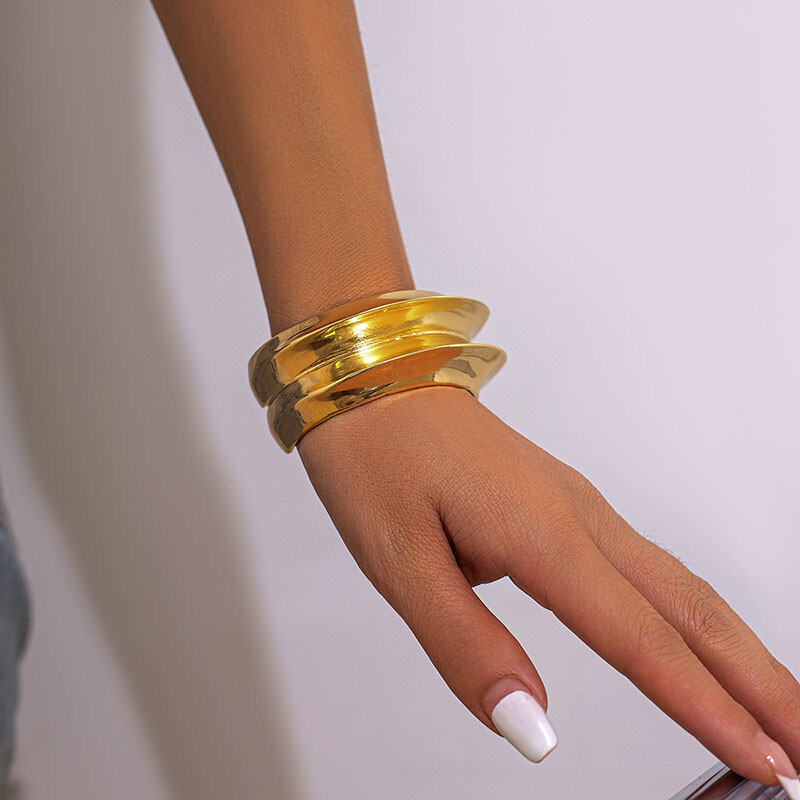 Pretjerane vintage geometrijske nepravilne manšete široke narukvice za žene punk zlatno srebrne boje perle narukvica nakit darovi