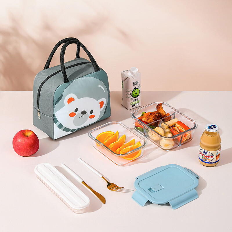 Genți de prânz termice portabile, drăguțe, cu desene animate, pentru copii, copii, picnic, bento, saci de depozitare izolatoare, pungi termice pentru ușă pentru alimente