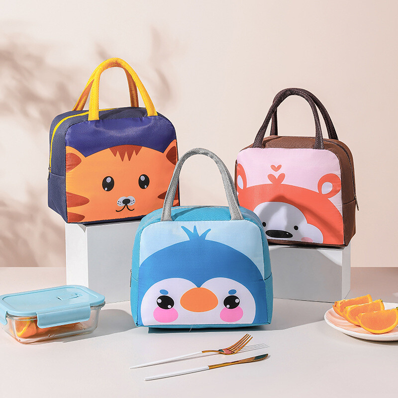 Genți de prânz termice portabile, drăguțe, cu desene animate, pentru copii, copii, picnic, bento, saci de depozitare izolatoare, pungi termice pentru ușă pentru alimente