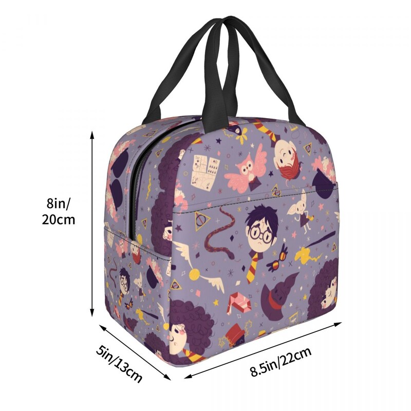 Školska magija Vještičarstvo Čarobnjaštvo Izolirana torba za ručak Vještica Čarobnjak Film Cosplay Termalni hladnjak za ponovno korištenje Bento Box Školska