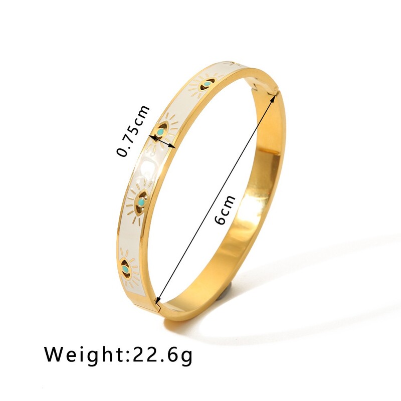 ALLYES Brățară la modă din oțel inoxidabil 316L, cu ochi de diavol, pentru femei, farmec alb, smalț al încheieturii mâinii, brățări rezistente la apă, brățări, bijuterii