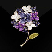 Broșe cu hortensie emailate la modă pentru femei Ace cu flori de plante cu stras Eveniment Cadouri amuzante de lux Decor pentru prieteni de Anul Nou