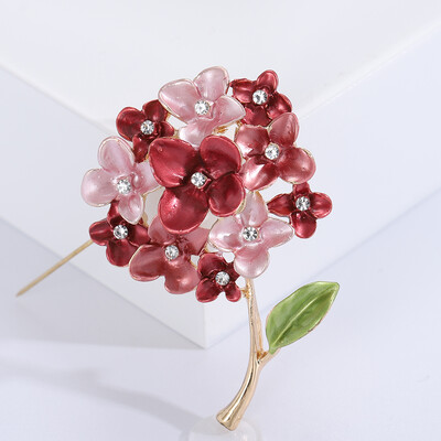 Broșe cu hortensie emailate la modă pentru femei Ace cu flori de plante cu stras Eveniment Cadouri amuzante de lux Decor pentru prieteni de Anul Nou