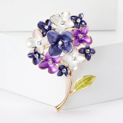 Broșe cu hortensie emailate la modă pentru femei Ace cu flori de plante cu stras Eveniment Cadouri amuzante de lux Decor pentru prieteni de Anul Nou