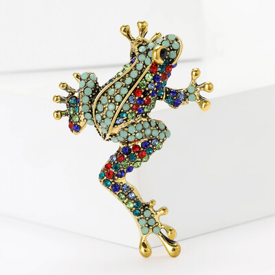 Broșe cu broaște cu picior lung cu stras strălucitor pentru femei Ace animale unisex Accesorii pentru petreceri la birou disponibile în 4 culori Cadouri