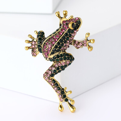 Broșe cu broaște cu picior lung cu stras strălucitor pentru femei Ace animale unisex Accesorii pentru petreceri la birou disponibile în 4 culori Cadouri