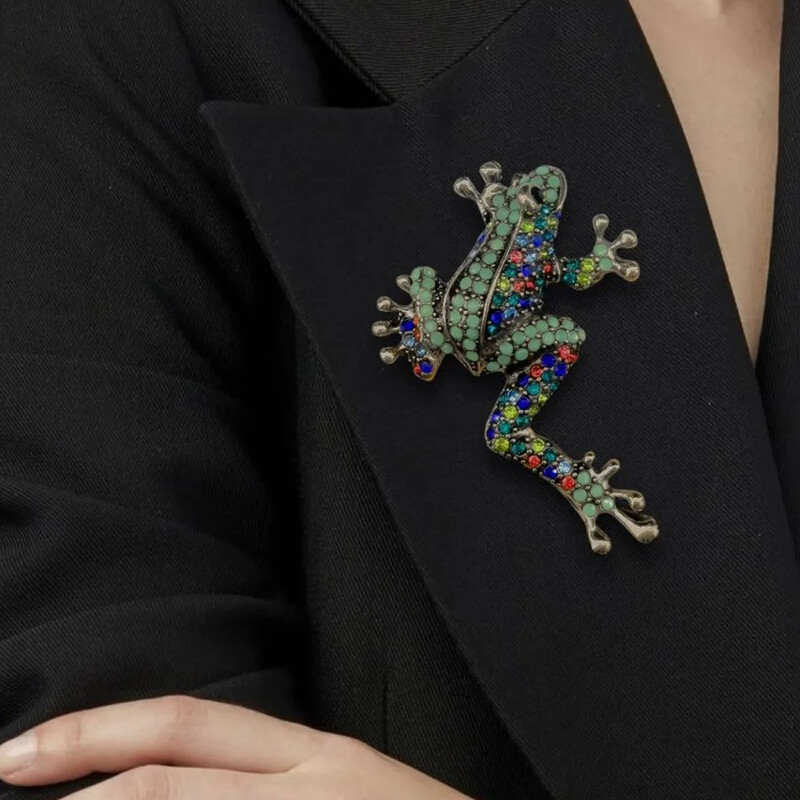Broșe cu broaște cu picior lung cu stras strălucitor pentru femei Ace animale unisex Accesorii pentru petreceri la birou disponibile în 4 culori Cadouri