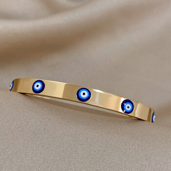 DODOHAO Boho Blue Enmale Evil Eye Гривни от неръждаема стомана Гривни за жени Charm Simple Lucky позлатени бижута с тънка верига