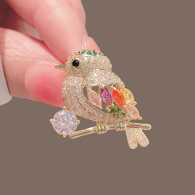 1 buc broșă corsaj în formă de pasăre, decorată cu stras strălucitor, ace de rever pentru femei