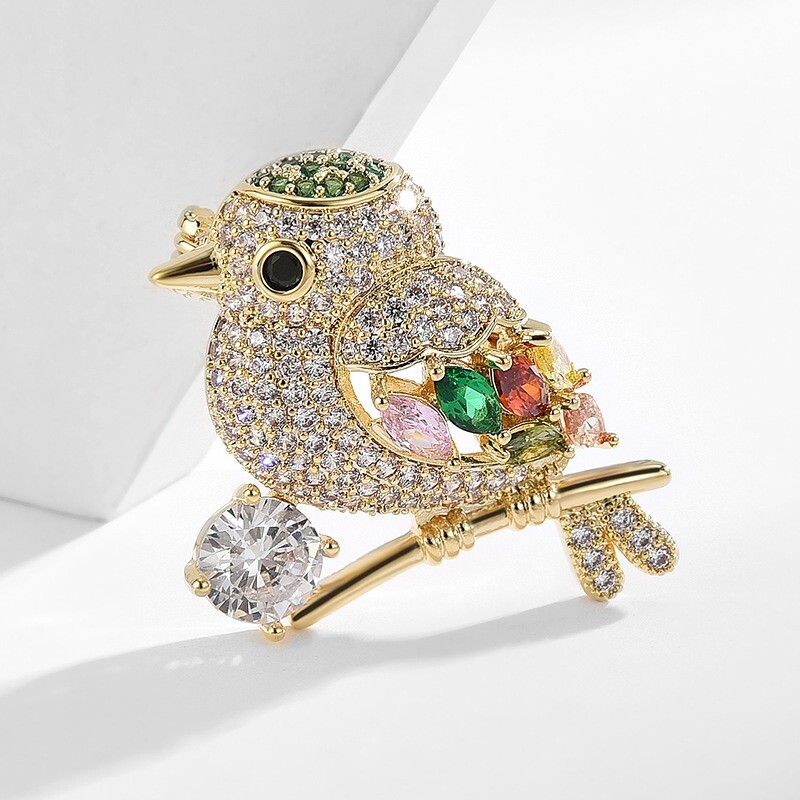 1 buc broșă corsaj în formă de pasăre, decorată cu stras strălucitor, ace de rever pentru femei