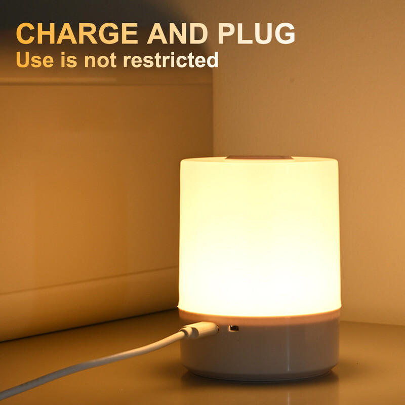 Jutiklinė naktinė lempa 3 režimai pritemdomas miegamojo lovos lempa USB įkrovimas Naktinis apšvietimas Aplinkos šviesa Minkštos šviesos stalo lempa vaikams Dovana