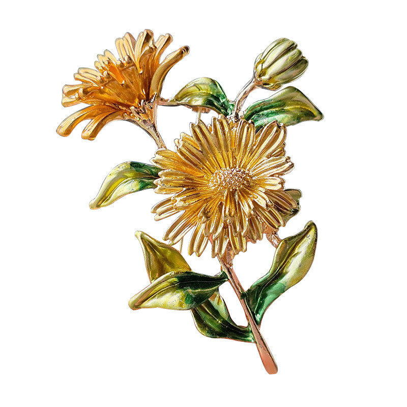 Broșe cu flori de margarete emailate clasice, haine pentru femei, ace de rever, la modă, broșă pentru buchet de nuntă, bijuterii de lux, cadouri