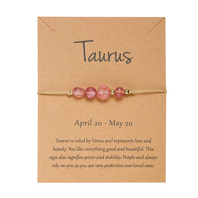 Šarms 12 zvaigznājs, dabīgā akmens krelles, rokassprādze sievietēm, pāris ar rokām austa virve Draudzība dzimšanas dienas zodiaka rotaslietas dāvanas