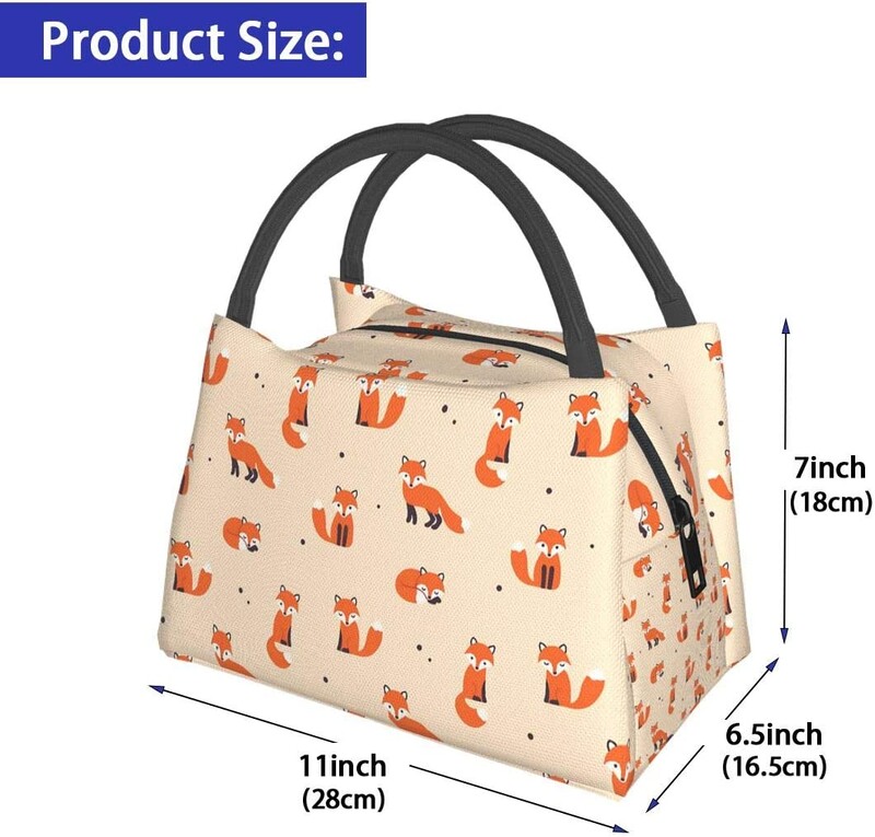 Vintage slatka mala crvena lisica torba za ručak Termalna torba za žene Kutija za ručak Izolirana posuda za ručak za višekratnu upotrebu Work Pinic Travel