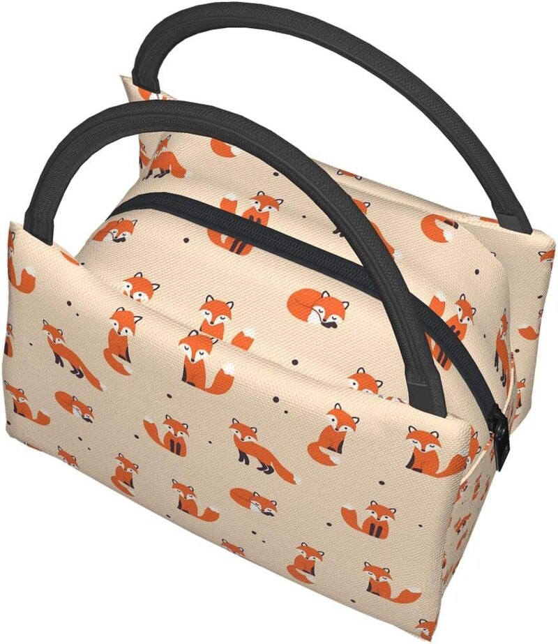 Vintage slatka mala crvena lisica torba za ručak Termalna torba za žene Kutija za ručak Izolirana posuda za ručak za višekratnu upotrebu Work Pinic Travel