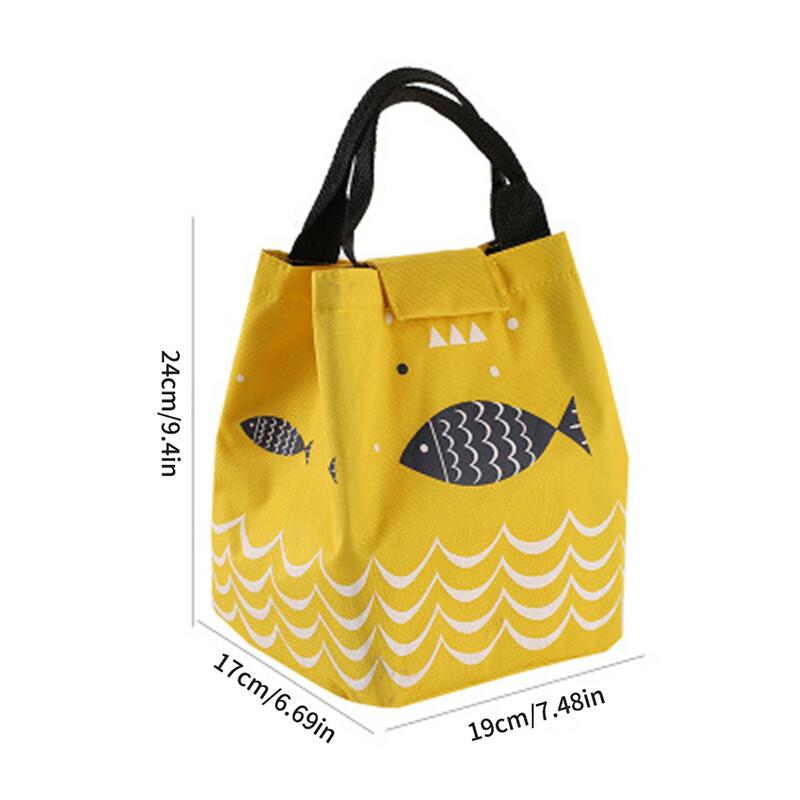 Geantă de prânz din pânză Oxford Geantă Bento de mână Geantă de izolare cu pește mic Geantă de izolare pentru picnic în aer liber Izolație de frig Gheață portabilă