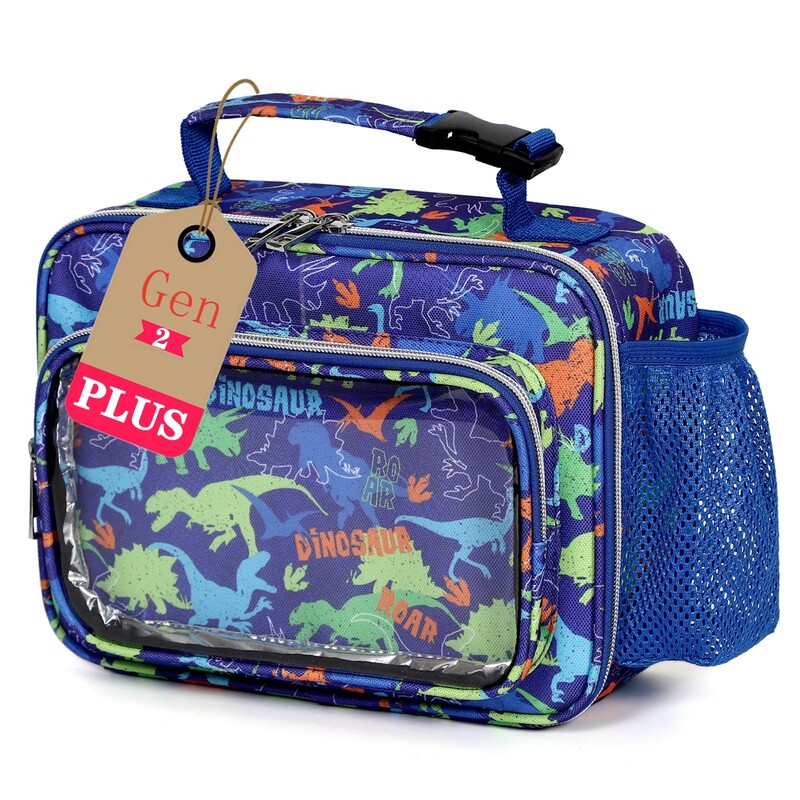 prozirna torba za ručak Dječja kutija za ručak Izolirana mekana torba Hladnjak za povratak u školu Termalna torba za obrok za dječake-Plus (pristupačna za dinosaure