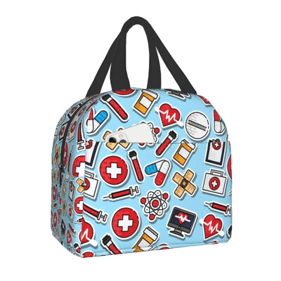 Saci de prânz termoizolate cu model de asistentă medicală, pentru femei, pentru îngrijirea sănătății, recipient de prânz reutilizabil pentru copii, școlari, cutie de mâncare