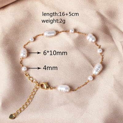 Brățări coreeane cu lanț de perle albe pentru femei, fete, elegante, din oțel inoxidabil, brățară cu farmec de mână, bijuterii, cadouri de nuntă