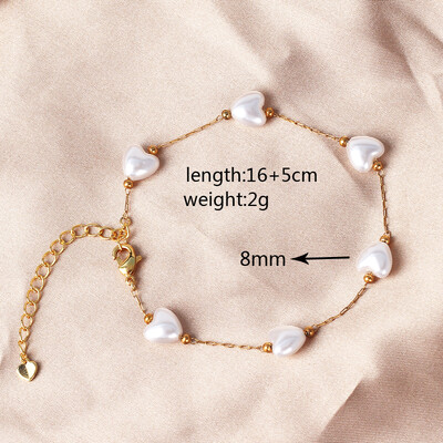 Brățări coreeane cu lanț de perle albe pentru femei, fete, elegante, din oțel inoxidabil, brățară cu farmec de mână, bijuterii, cadouri de nuntă
